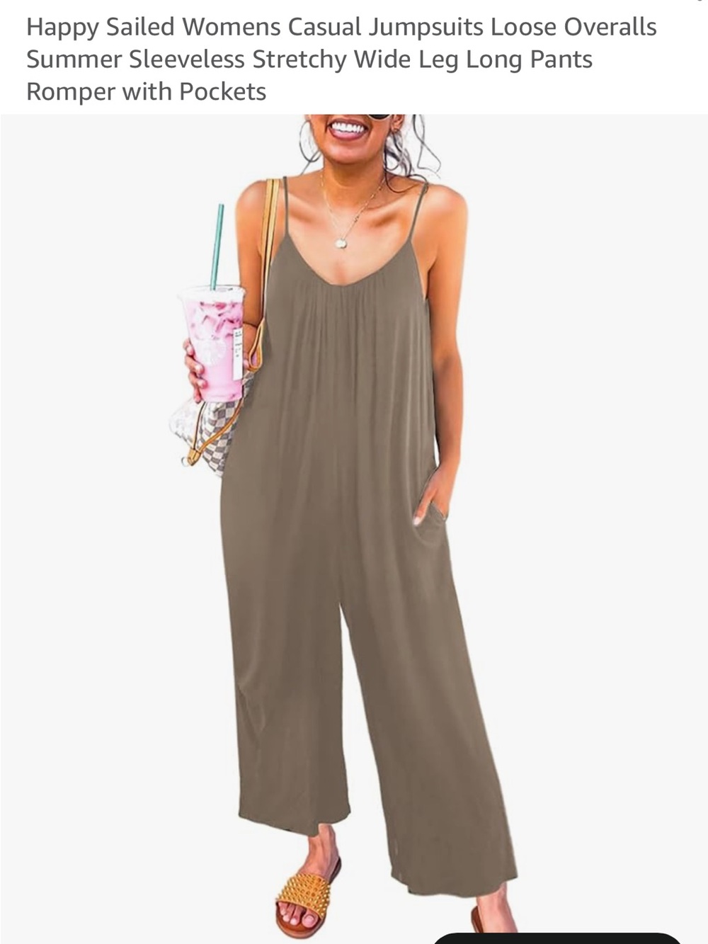 Casual Wide-Leg Sleeveless Jumpsuit in Olive Amazon Happy Sailed